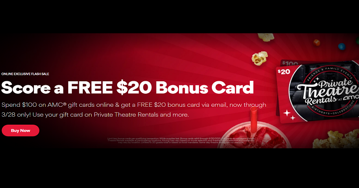 Buy 100 AMC Gift Card Get FREE 20 AMC Gift Card Common Sense With