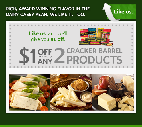 Cracker Barrel Cheese Printable Coupons Save 1 00 Off 2   Cracker Barrel 