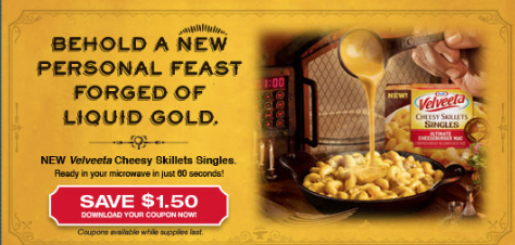 Kraft First Taste: Velveeta Cheesy Skillets Printable Coupon