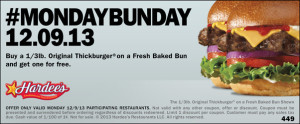 Today Only: Hardees and Carl’s Jr BOGO Free or 1/3lb Original Thickburger