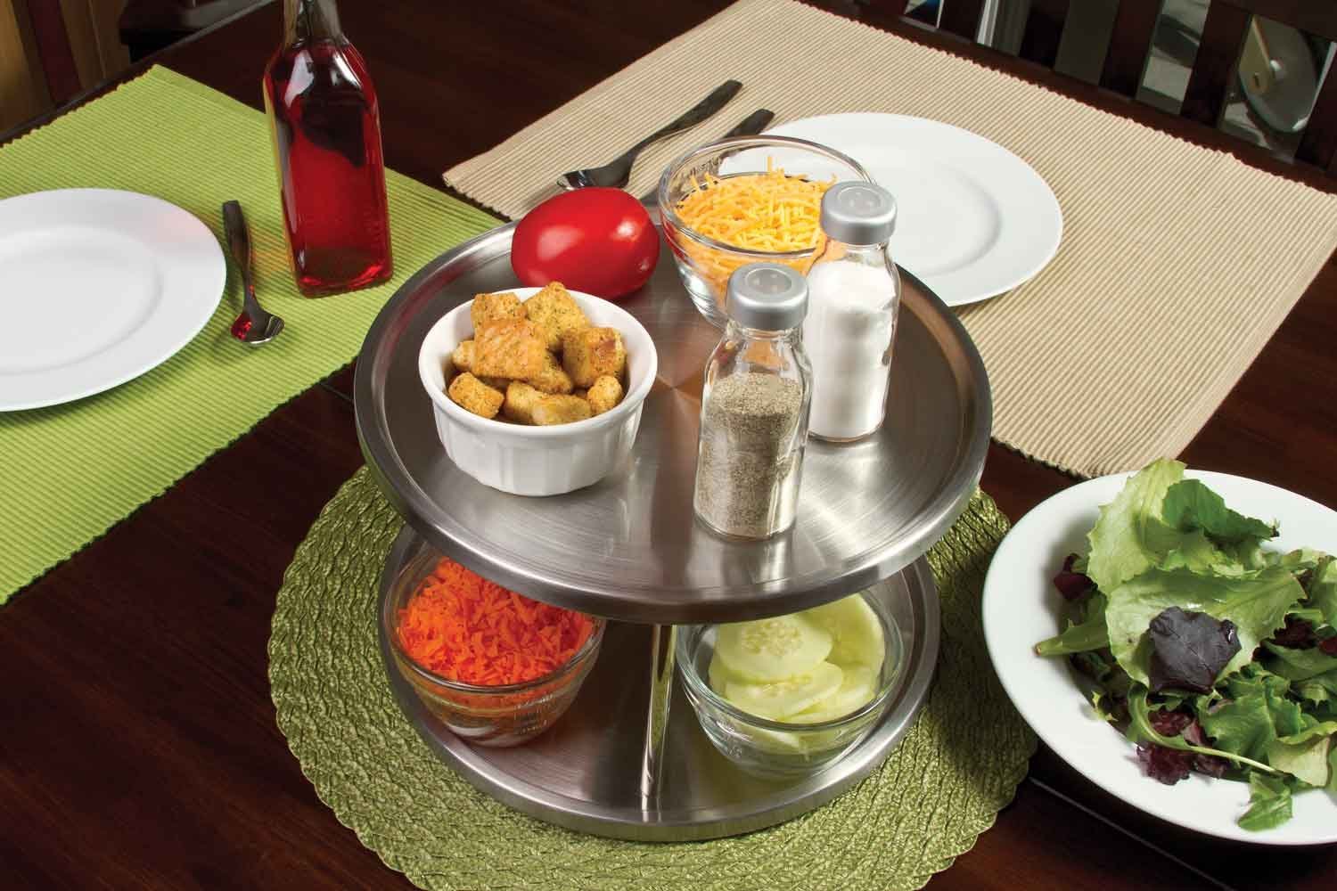2-Tier Revolving Lazy Susan Trays (Stainless Steel) Just $11.99!