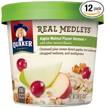 Quaker Real Medleys Oatmeal+, Apple Walnut, Instant Oatmeal+ Breakfast Cereal Pack of 12 Only $10.77 Shipped!