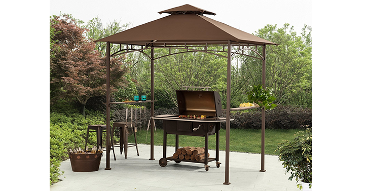 8′ X 5′ Soft Top Brown Double Tiered Canopy Grill Gazebo – Just $99.99!