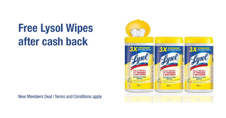 LAST DAY! Get a FREE 3-Pack Lysol Wipes from TopCashBack!