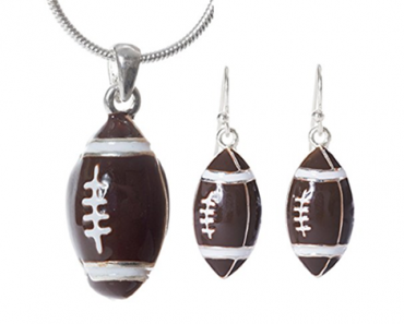 Football Pendant Necklace and Earrings Set – Just $12.99! Super Bowl Fun!