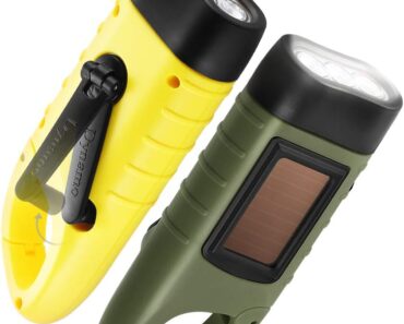 Hand Crank Solar Powered Flashlights (2-Pack) – Only $8.99!