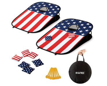 Portable 5 Holes Cornhole Game Set with 8 Bean Bags and Carrying Case – Just $26.59!