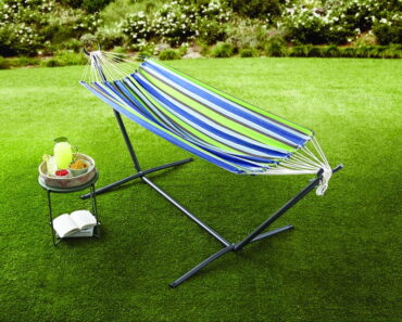 Mainstays Blue Striped Hammock with Metal Stand – Only $40!