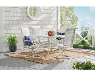 Hampton Bay Riverbrook Shell White Padded Sling Aluminum Outdoor Dining Chairs (4-Pack) – Only $157.25!