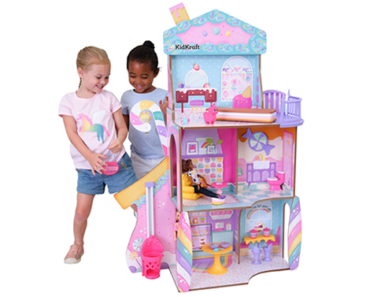 KidKraft Candy Castle Wooden Dollhouse with Elevator, 28 Accessories – Just $34.16!