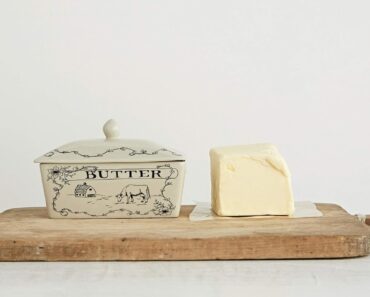 Creative Co-Op Country Stoneware Butter Dish with Lid – Only $7.99!
