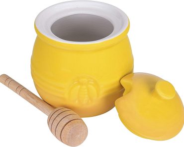 Creative Co-Op Yellow Stoneware Honey Pot with Lid – Only $6.99!