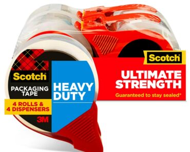 Scotch Heavy Duty Shipping Packing Tape (Pack of 4) – Only $16.97!