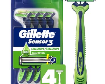 Gillette Sensor3 Sensitive Men’s Disposable Razor, 4 Razors – Only $3.64!