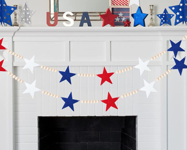 Patriotic Felt Stars Banner with Wood Beads – Just $9.99!