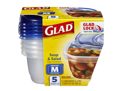 GladWare Soup & Salad Food Storage Containers – Pack of 5 – Just $3.23!