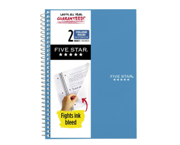 Five Star Small Spiral Notebook, 2-Subject, College Ruled Paper – Just $2.79!
