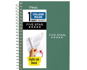 Five Star Personal Spiral Notebook, 1 Subject, College Ruled Paper, Small Size, 100 Sheets – Just $2.11!