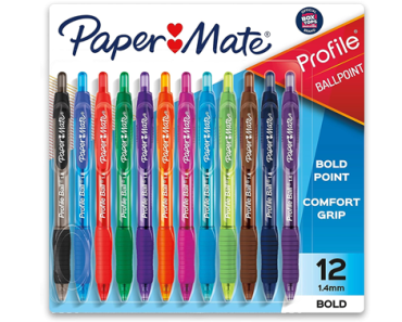 Paper Mate Profile Retractable Ballpoint Pens, Assorted Colors, 12 Count – Just $5.27!