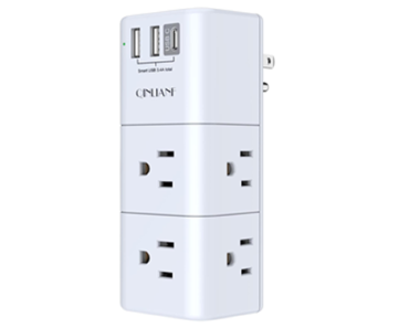 USB Outlet Extender, Surge Protector, 3-Sided Swivel Power Strip – Just $4.99!