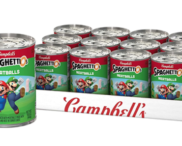 SpaghettiOs Super Mario Bros Canned Pasta with Meatballs – Pack of 12 – Just $10.54!