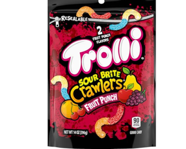 Trolli Sour Brite Crawlers Candy, Fruit Punch Flavored Sour Gummy Worms, 14 Ounce – Just $1.51!