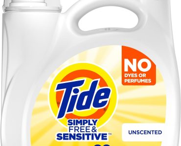 Tide Simply Liquid Laundry Detergent, Free & Sensitive, 117 Oz, 89 Loads – Only $29.80!