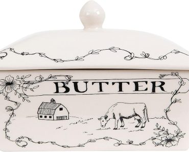 Creative Co-Op Country Stoneware Butter Dish with Lid – Only $7.59!