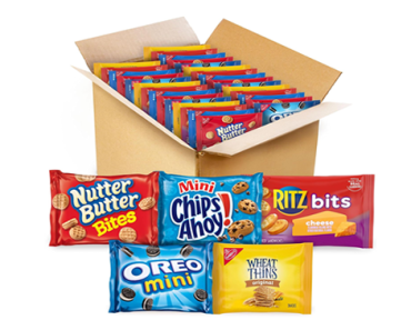 OREO Mini Cookies, Mini CHIPS AHOY! Cookies, RITZ Bits Cheese Crackers, Nutter Butter Bites & Wheat Thins Crackers – 50 Snack Packs – Just $23.37!