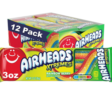 Airheads Xtremes Belts, Rainbow Berry Flavor, Sweetly Sour Candy, 3 Ounce, Pack of 12 – Just $11.24!