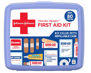 Johnson & Johnson Travel Ready Portable Emergency First Aid Kit – 80 Pieces – Just $5.68!