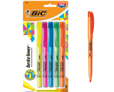 BIC Brite Liner Highlighter, Chisel Tip, 5-Count – Just $1.55!