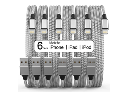 iPhone Charger 6 Pack (3/3/6/6/6/10 FT) Lightning Cables – Just $7.63!