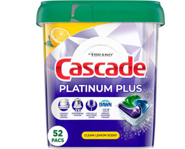 Cascade Platinum Plus Dishwasher Pods, Dish Detergent ActionPacs, Clean Lemon, 52 Count – Just $13.99! Prime Day 2024 Deals!