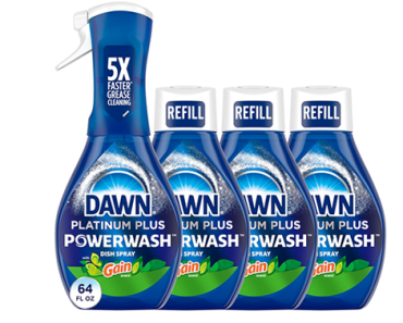 Dawn Powerwash Gain Original Dish Spray, Liquid Dish Soap 1 Starter Kit + 3 Refills – Just $11.75!