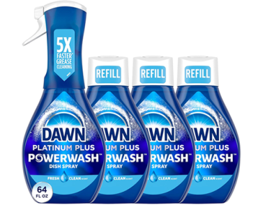 Dawn Platinum Powerwash Dish Spray, Dish Soap, Fresh Scent Bundle, 1 Spray + 3 Refills – Pack of 4 – Just $14.87! Prime Day 2024 Deals!