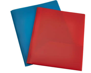 Amazon Basics Heavy Duty Plastic Folders with 2 Pockets for Letter Size Paper, Red and Blue, 2-Pack – Just $.49!