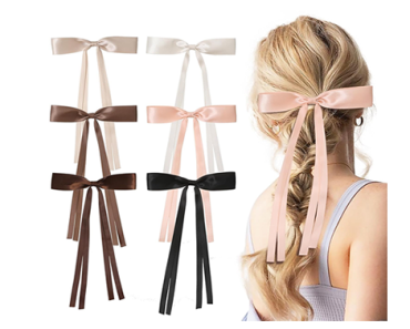 Hair Ribbon Soft Bows on Barrettes – 6 Pack – Just $6.99!