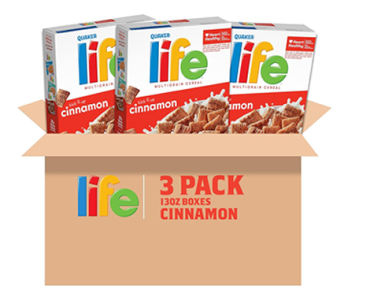 Life Breakfast Cereal, Cinnamon, 13oz Boxes, 3 Pack – Just $6.22! Prime Day 2024 Deals!