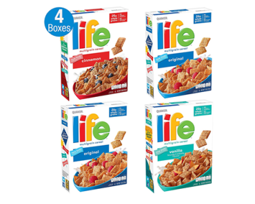 Quaker Life Breakfast Cereal, 3 Flavor Variety Pack (4 Boxes)- Just $6.54!