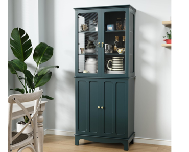 72″ Freestanding Kitchen Pantry Classical Tall Cabinet in Dark Teal – Just $231.99! Prime Day 2024 Deals!