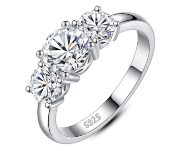 3 Stone 2ct Moissanite Engagement Ring 925 Sterling Silver – Just $31.60!