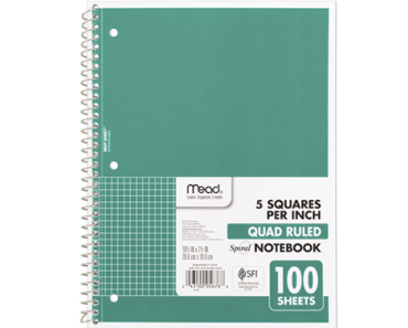 Mead Spiral Notebook, 1-Subject, Graph Ruled Paper, 100 Sheets – Just $2.99!