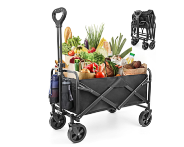 Heavy Duty Foldable Outdoor Utility Wagon with Silent Universal Wheels – Just $49.99!