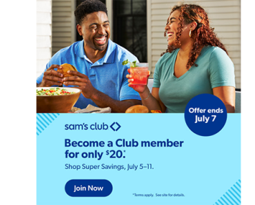 NEW DEAL! Save 60% on a new Sam’s Club Membership! Get a 1 year membership for just $20!