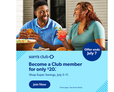 Save 60% on a new Sam’s Club Membership! Get a 1 year membership for just $20.00!