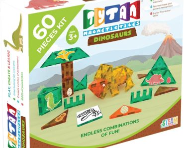 Tytan TILES Dinosaurs 60-Piece Magnetic Tiles Building Set – Only $17.33!