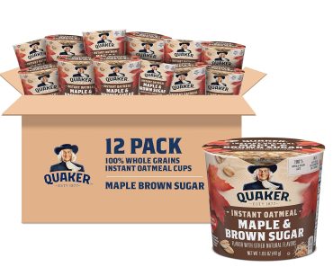 Quaker Instant Oatmeal Express Cups, Maple & Brown Sugar (Pack of 12) – Only $8.50!