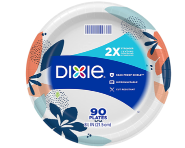 Dixie Paper Plates, 8 1/2 inch, Dinner Size Printed Disposable Plate, 90 Count – Just $4.80!