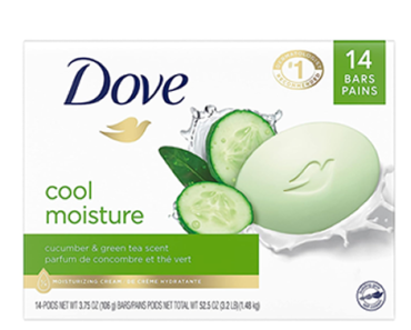 Dove Skin Care Beauty Bar – Cucumber And Green Tea, 14 Bars – Just $23.19 for 3 Packs!